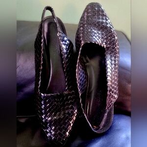8.5 Rare Enzo Angiolini Leather Vintage Basker Weave Woven Sandals Flats Loafer